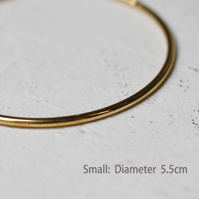 2 Designs Round Square Edged Thin Gold Color Minimalist Bangles for Women