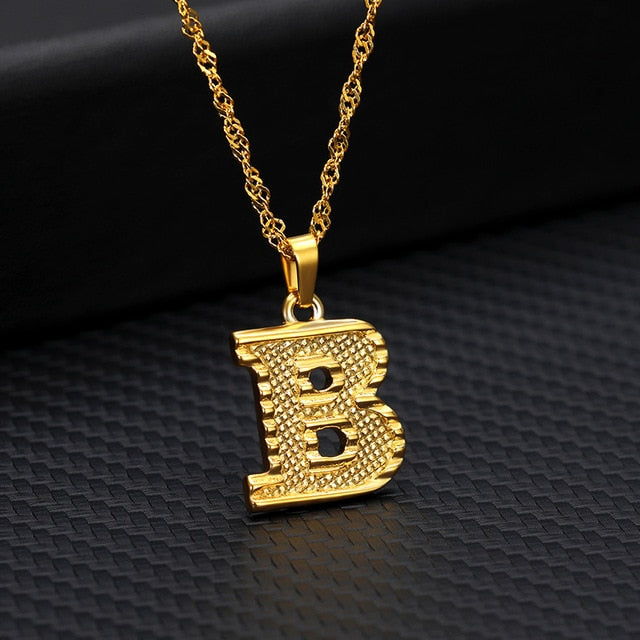 Tiny Gold Initial Letter Necklace For Women