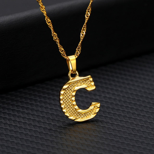 Tiny Gold Initial Letter Necklace For Women