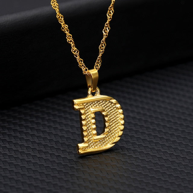 Tiny Gold Initial Letter Necklace For Women