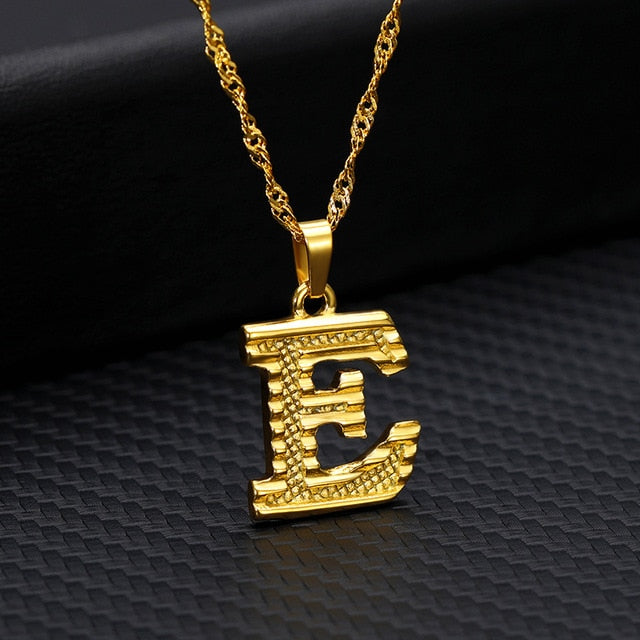 Tiny Gold Initial Letter Necklace For Women