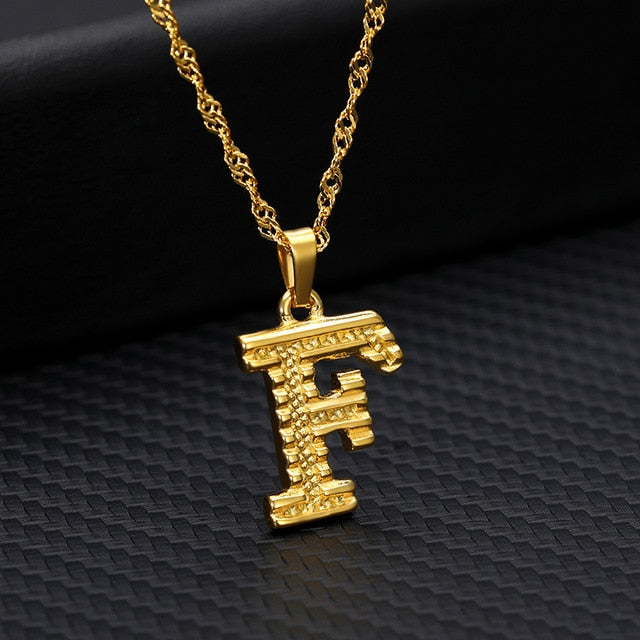 Tiny Gold Initial Letter Necklace For Women