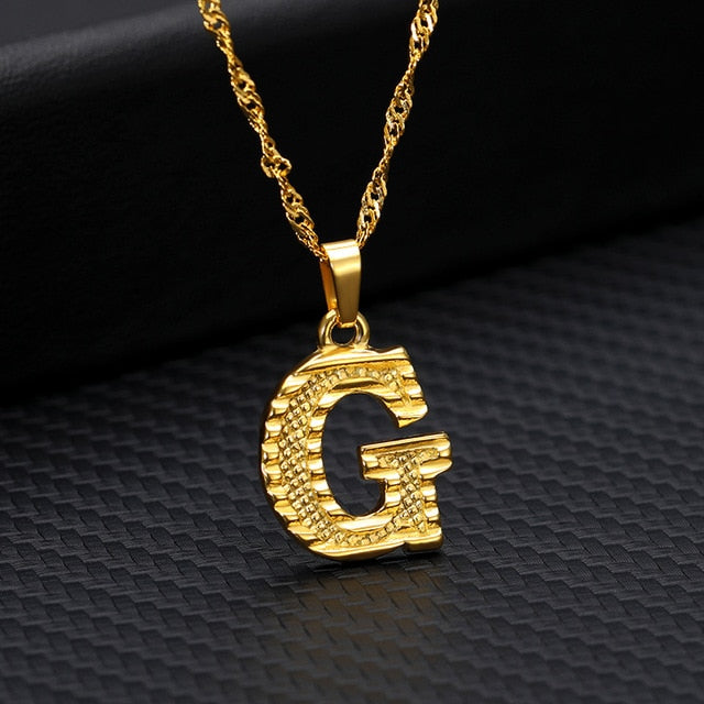 Tiny Gold Initial Letter Necklace For Women