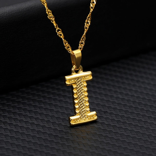 Tiny Gold Initial Letter Necklace For Women