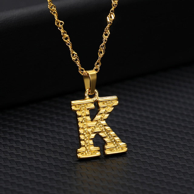 Tiny Gold Initial Letter Necklace For Women