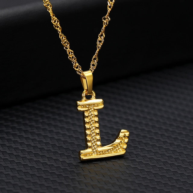 Tiny Gold Initial Letter Necklace For Women