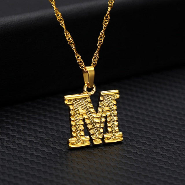 Tiny Gold Initial Letter Necklace For Women