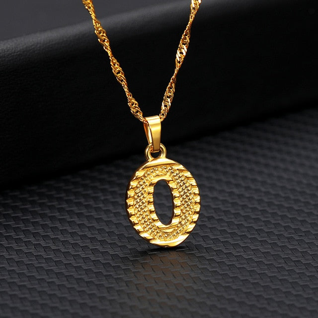 Tiny Gold Initial Letter Necklace For Women