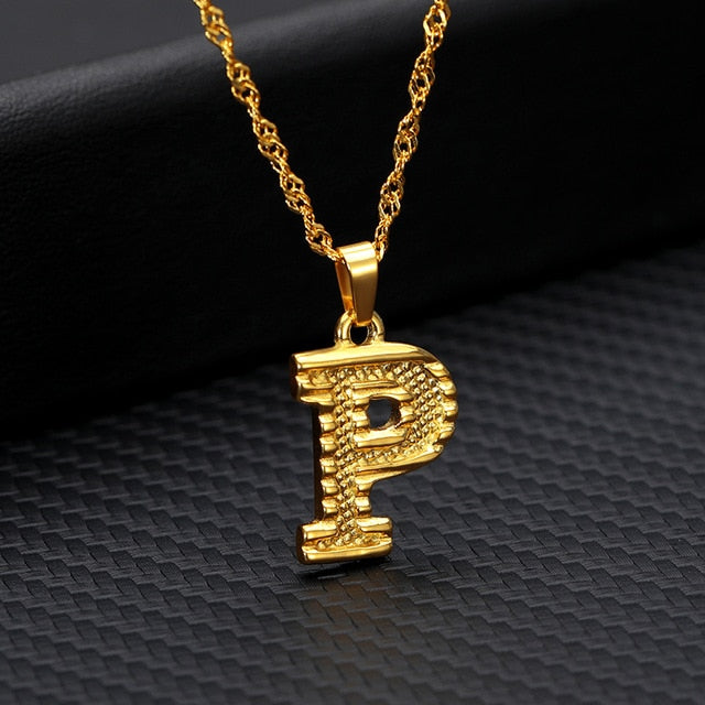 Tiny Gold Initial Letter Necklace For Women