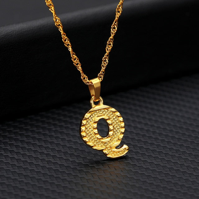 Tiny Gold Initial Letter Necklace For Women