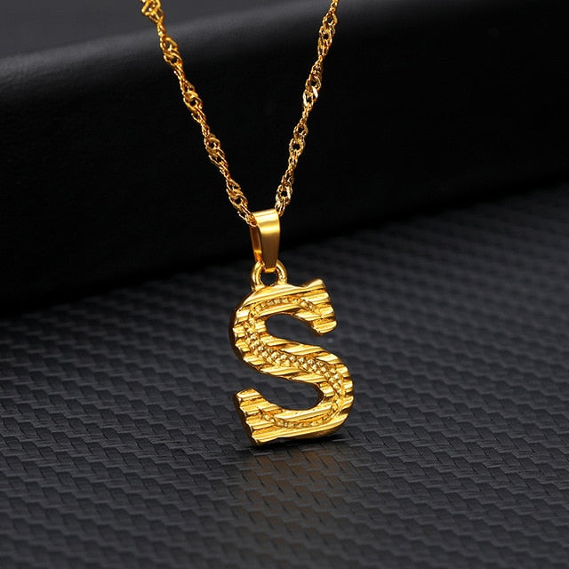 Tiny Gold Initial Letter Necklace For Women