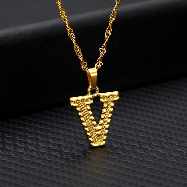 V Necklace / Gold Initial Necklace | Linjer Jewelry