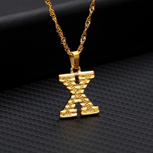Tiny Gold Initial Letter Necklace For Women
