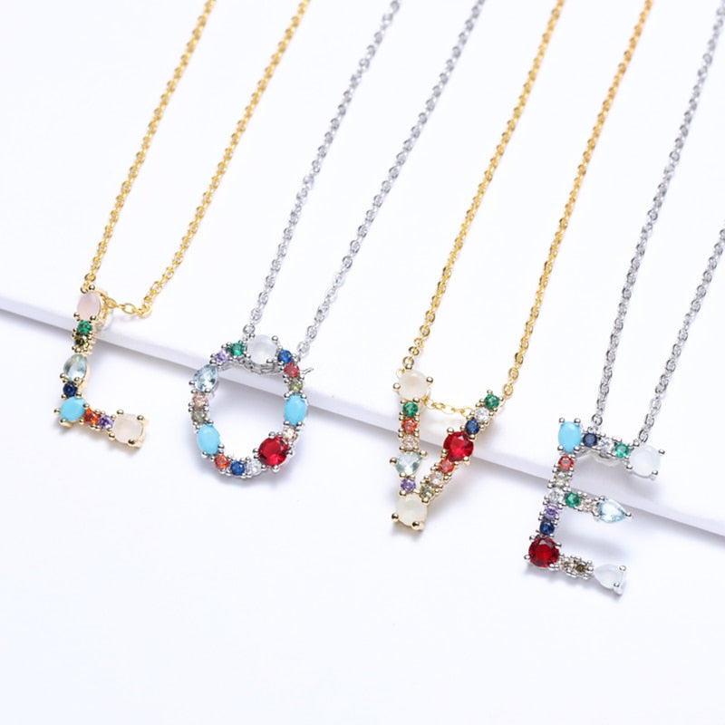 Multicolor charm Gold pendant necklace
