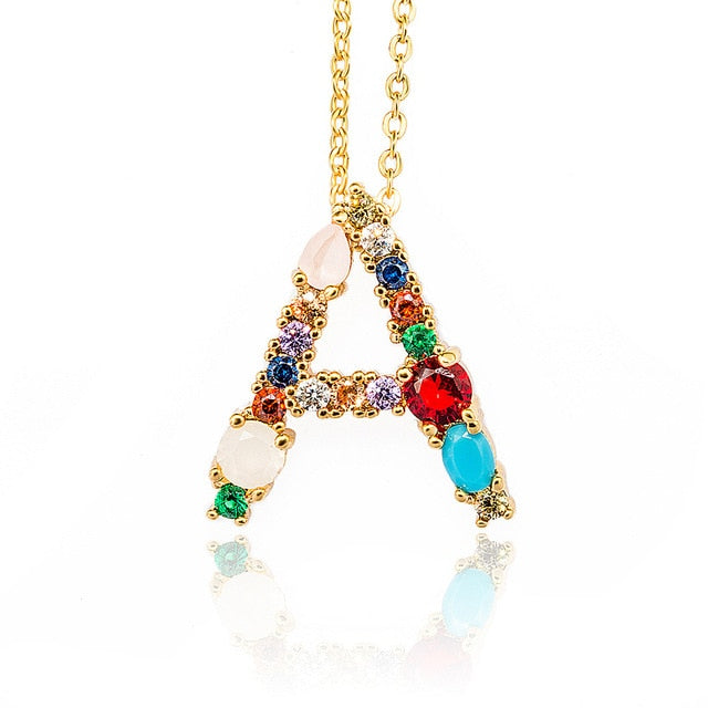 Multicolor charm Gold pendant necklace