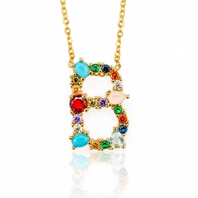 Multicolor charm Gold pendant necklace