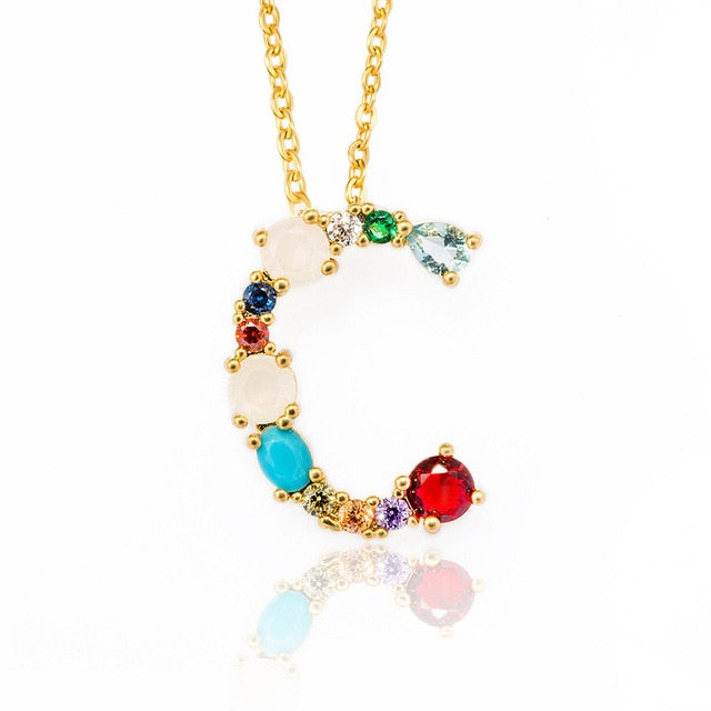 Multicolor charm Gold pendant necklace