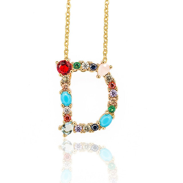 Multicolor charm Gold pendant necklace