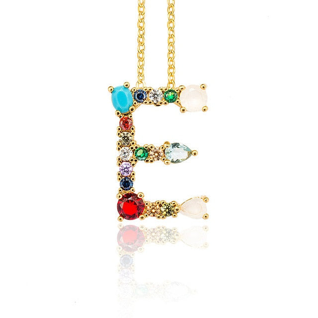 Multicolor charm Gold pendant necklace
