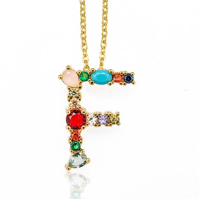 Multicolor charm Gold pendant necklace