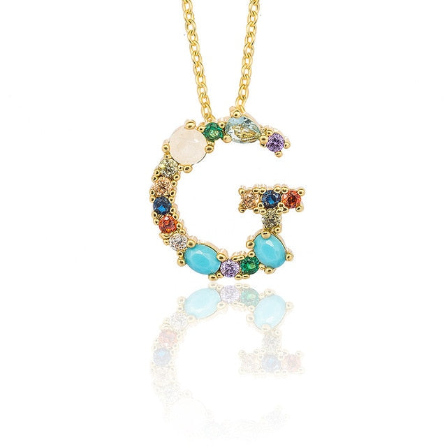 Multicolor charm Gold pendant necklace