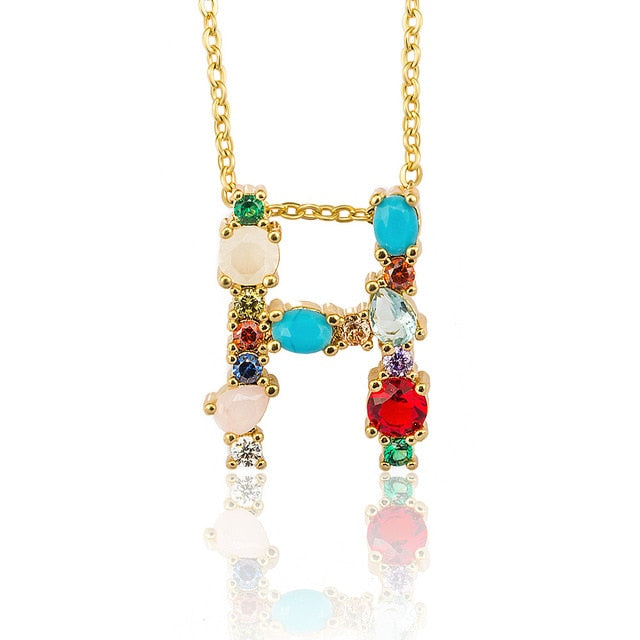 Multicolor charm Gold pendant necklace