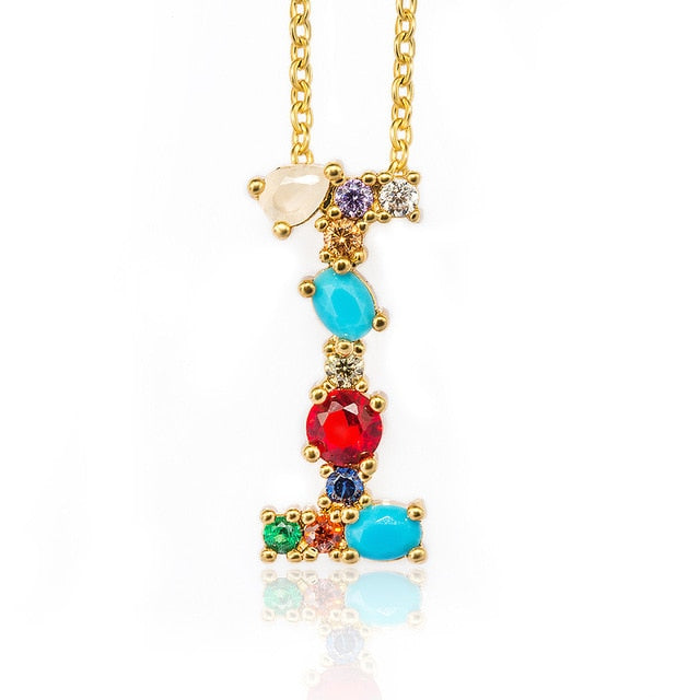 Multicolor charm Gold pendant necklace