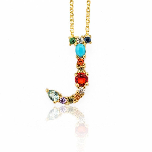 Multicolor charm Gold pendant necklace