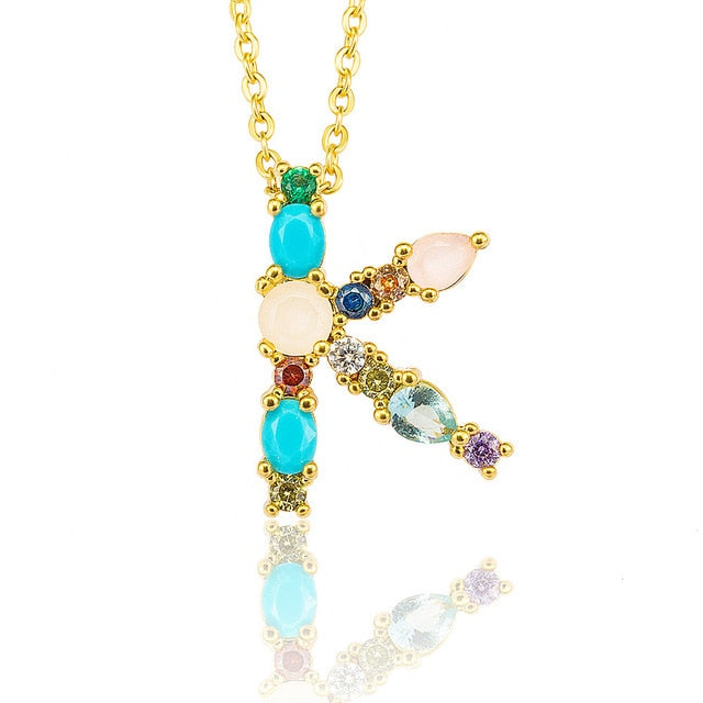 Multicolor charm Gold pendant necklace