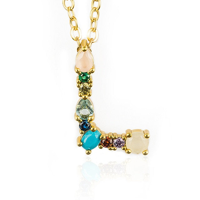 Multicolor charm Gold pendant necklace