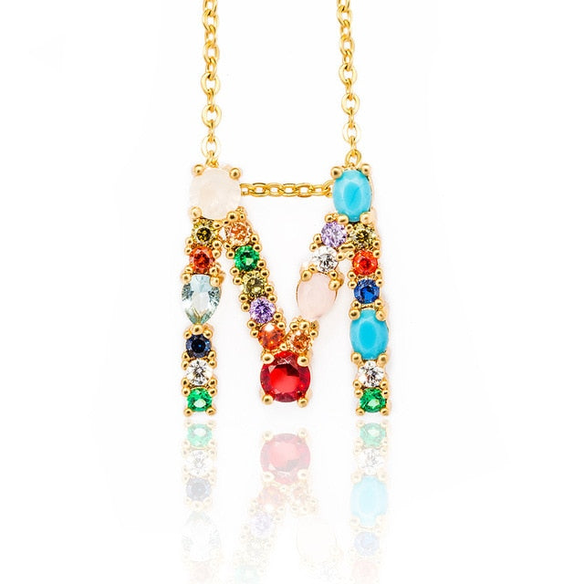 Multicolor charm Gold pendant necklace