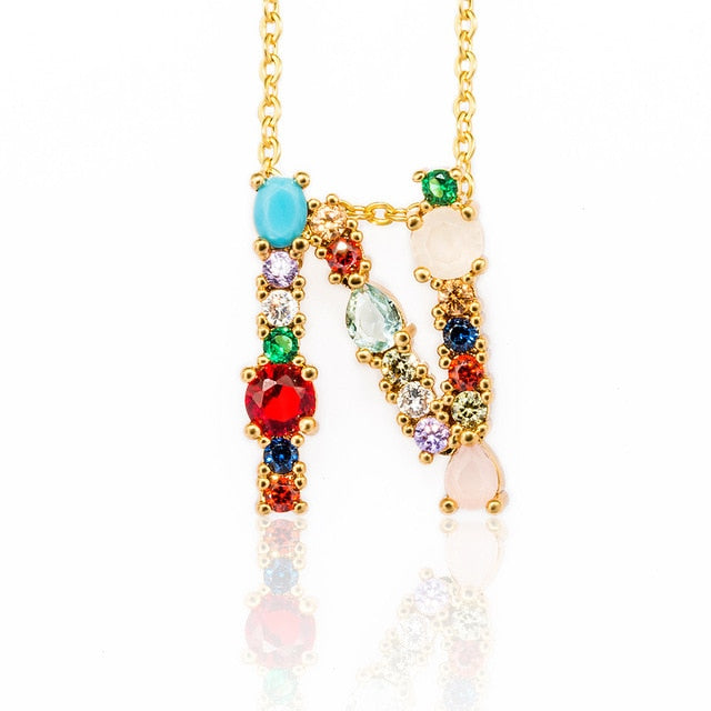 Multicolor charm Gold pendant necklace