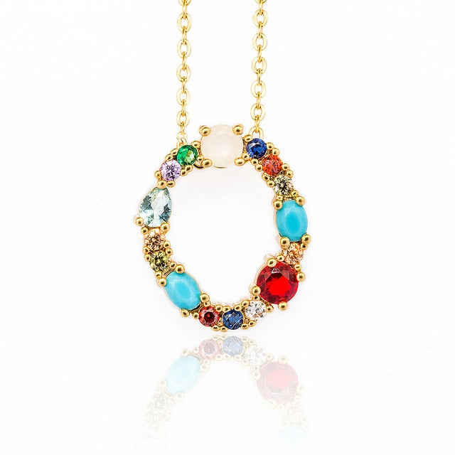 Multicolor charm Gold pendant necklace