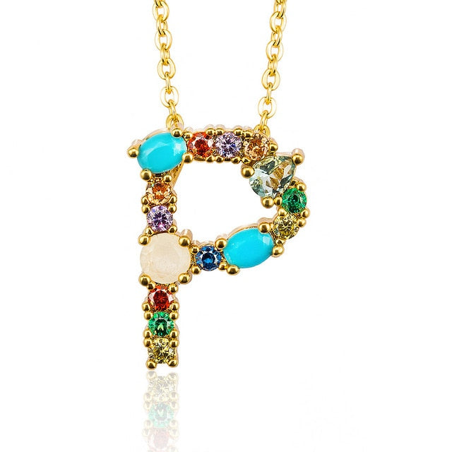 Multicolor charm Gold pendant necklace