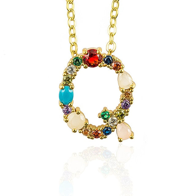 Multicolor charm Gold pendant necklace