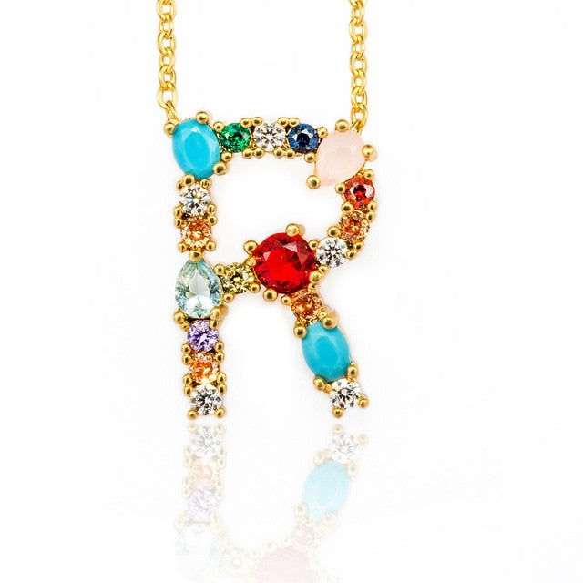 Multicolor charm Gold pendant necklace