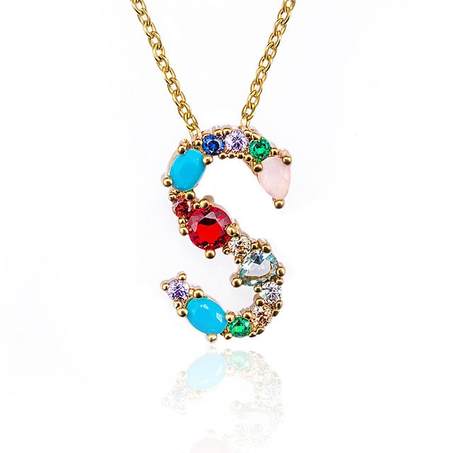 Multicolor charm Gold pendant necklace