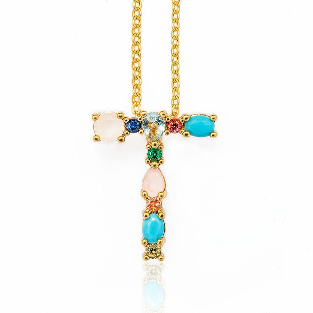 Multicolor charm Gold pendant necklace