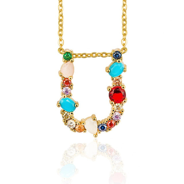 Multicolor charm Gold pendant necklace