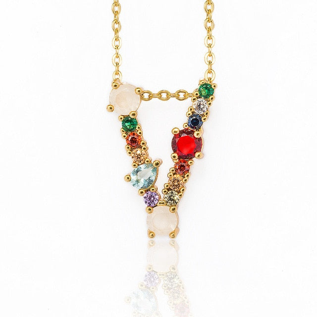 Multicolor charm Gold pendant necklace