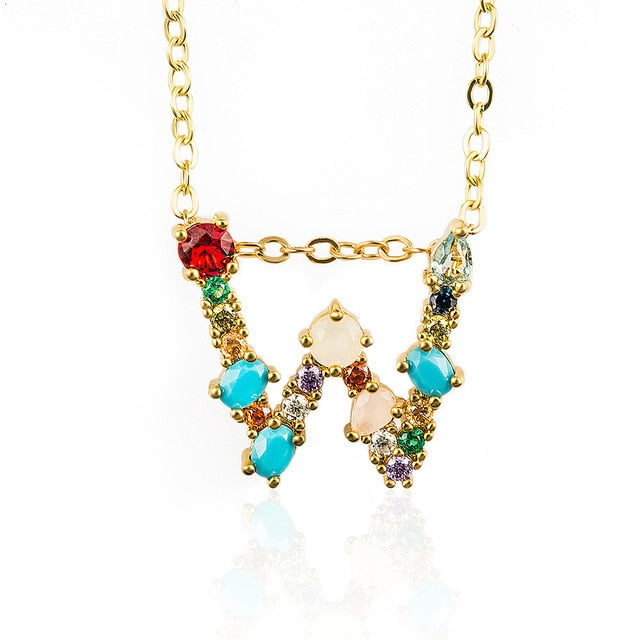 Multicolor charm Gold pendant necklace