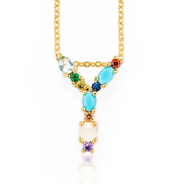 Multicolor charm Gold pendant necklace