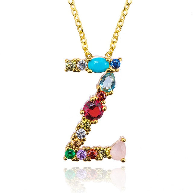 Multicolor charm Gold pendant necklace