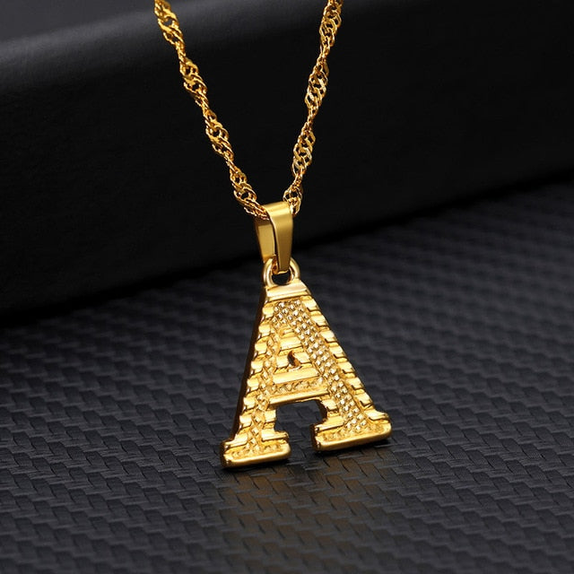 Tiny Gold Initial Letter Necklace For Women