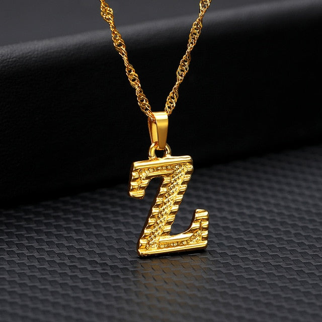 Tiny Gold Initial Letter Necklace For Women
