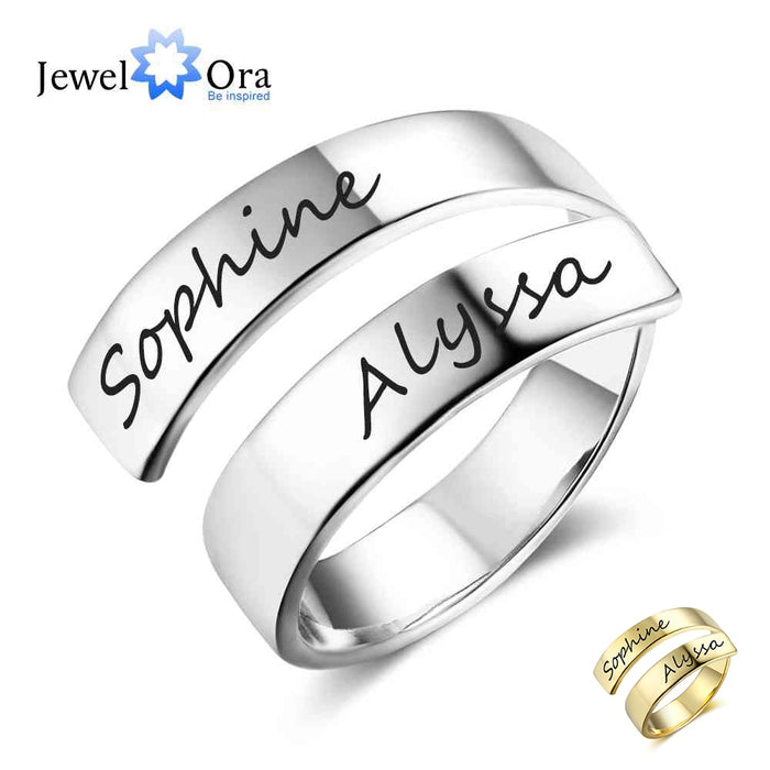 Personalized Gift Customized Engraved Name Stainless Steel Adjustable Rings for Women
