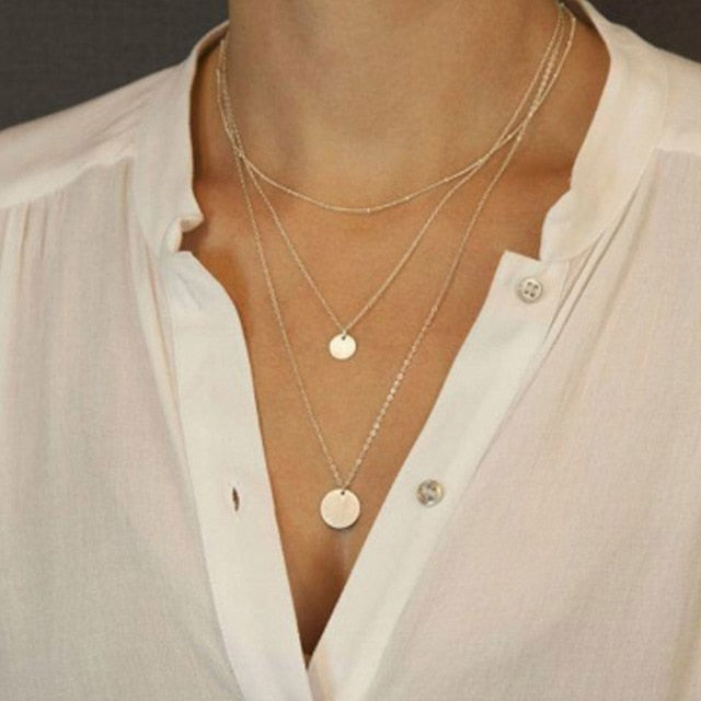 Tocona Multilayer Crystal Rose Pendant Necklace Women
