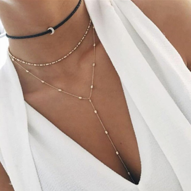 Tocona Multilayer Crystal Rose Pendant Necklace Women