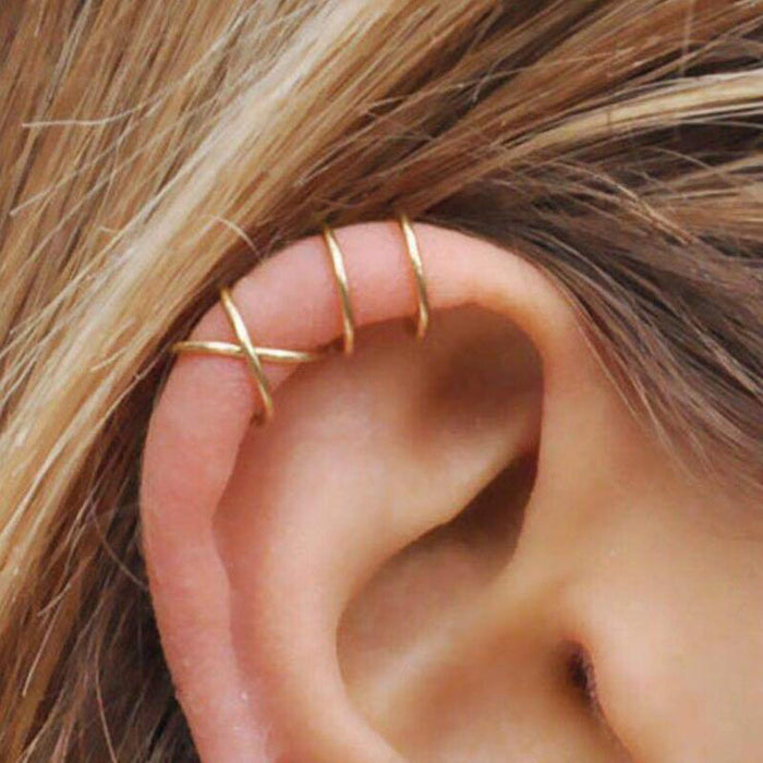 Gold Leaf Ear Cuff Clip Earrings for women
