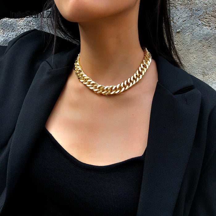 Hip Hop Curb Cuban Short Choker Simple Minimalist Necklace Women